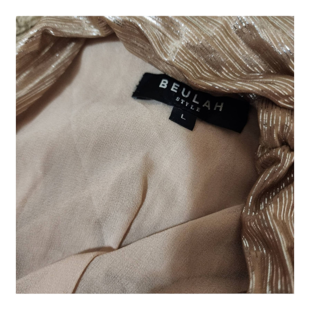Beulah Neutrals Metallic Pleats Long Dress size large - Picture 9 of 12